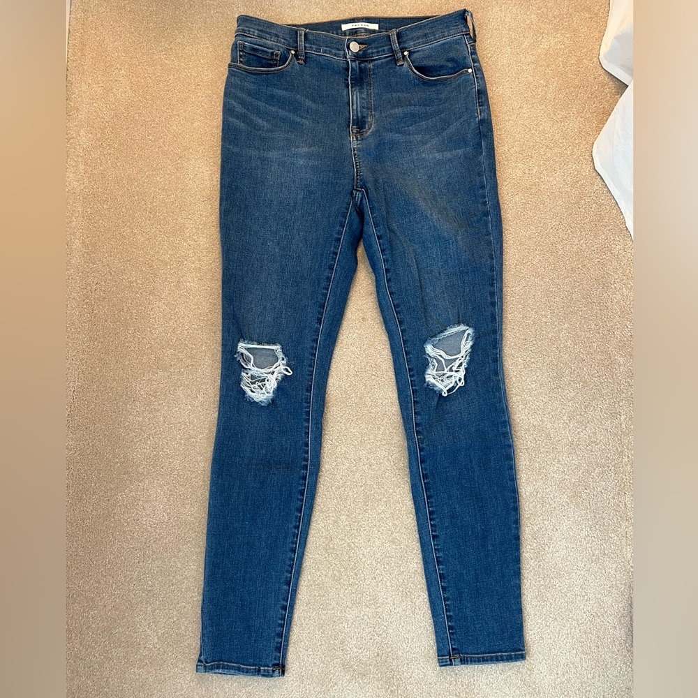 PacSun Jeans Women's Size 28 High Rise Jegging Ripped Knee Dark Blue Wash